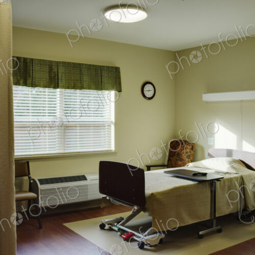 Empty patient room in assisted living facility