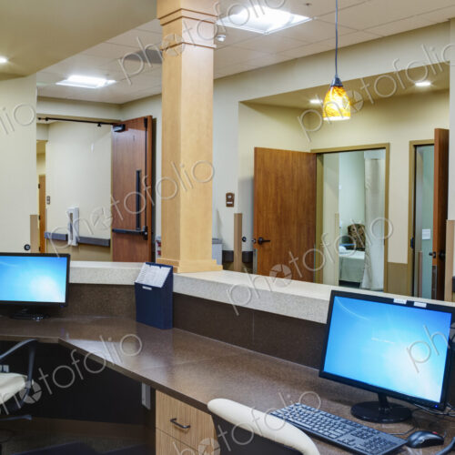 Empty receptionist desk in assisted living facility