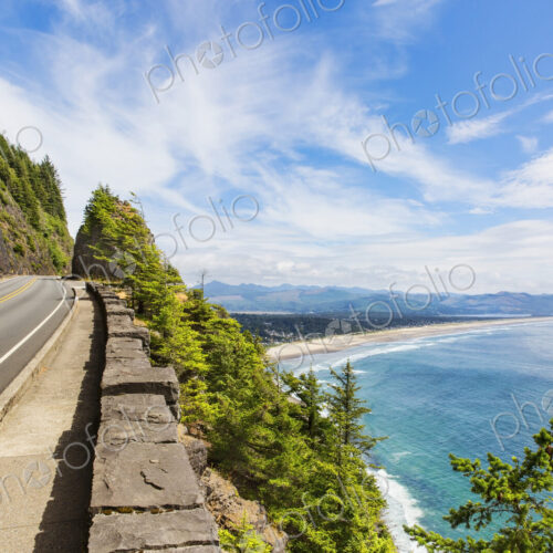 Empty road over beach coastline Empty road over beach coastline