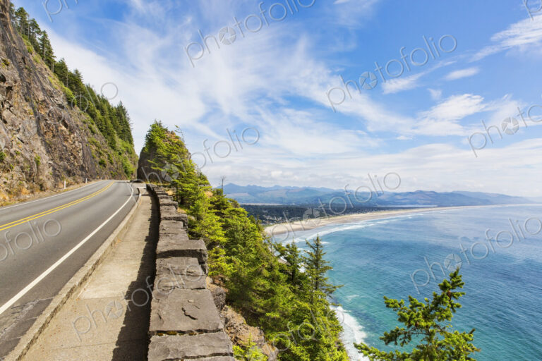 Empty road over beach coastline