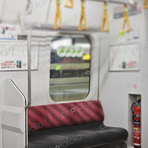 Empty seat on subway train, Tokyo, Japan.