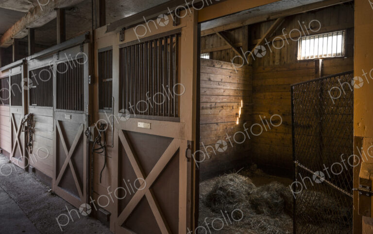 Empty stables in barn