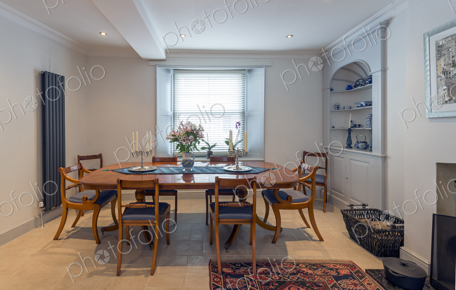 Empty table in dining room
