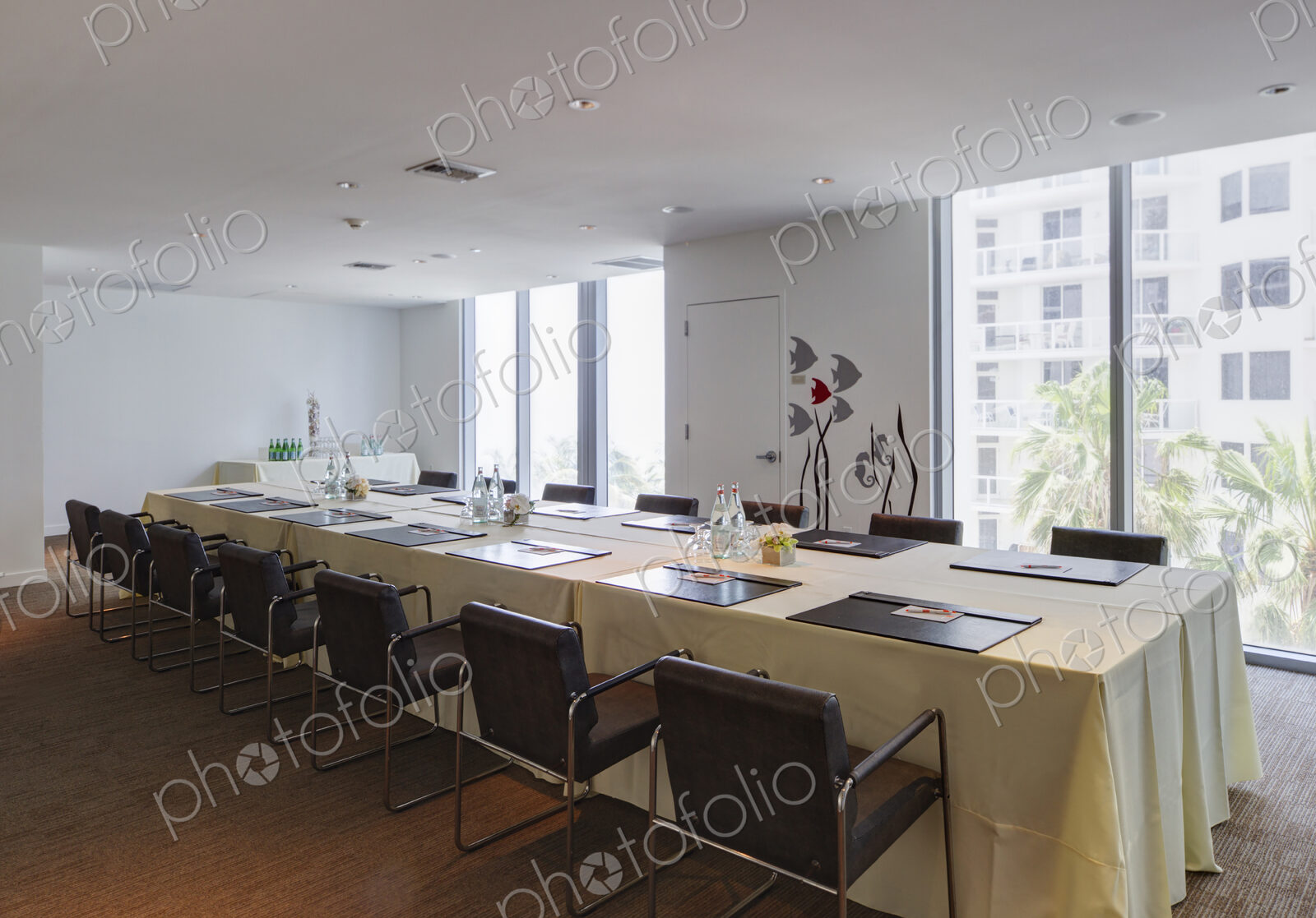 Empty table in office meeting room