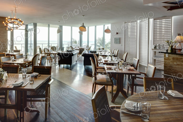 Empty tables in restaurant