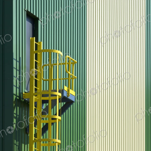 Escape staircase, fire escape route of a factory.