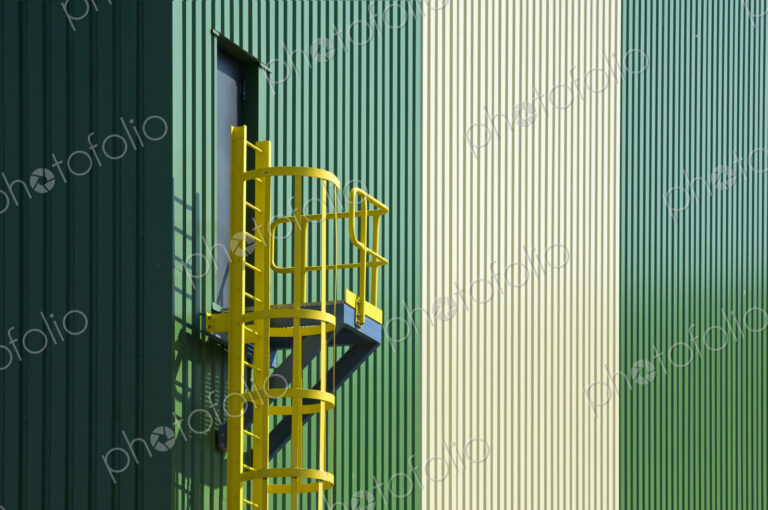 Escape staircase, fire escape route of a factory.