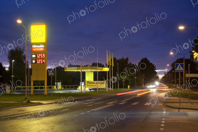 Estonian Gas Station at Night