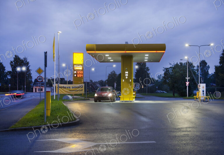 Estonian Gas Station at Night