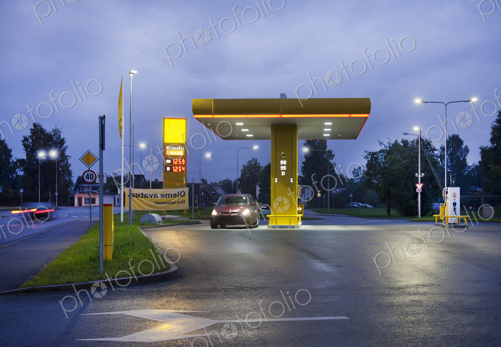 Estonian Gas Station at Night