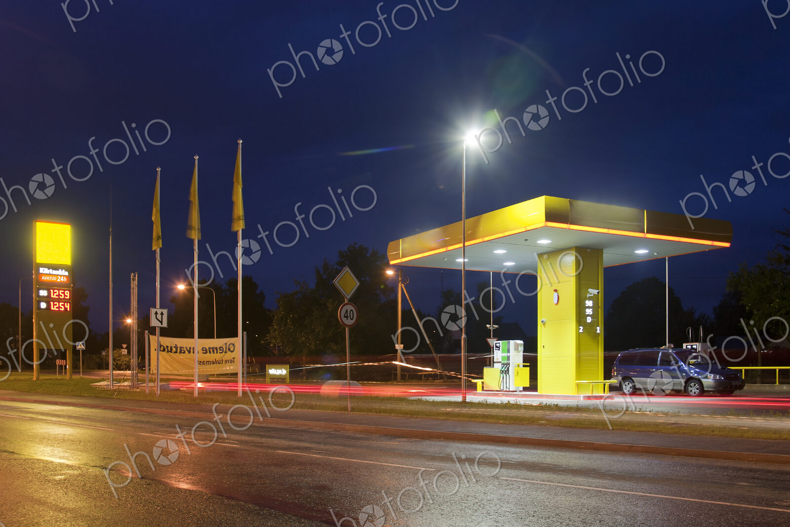 Estonian Gas Station at Night