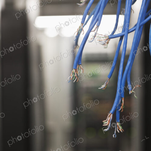 Exposed Ends of Blue Wire Bundles