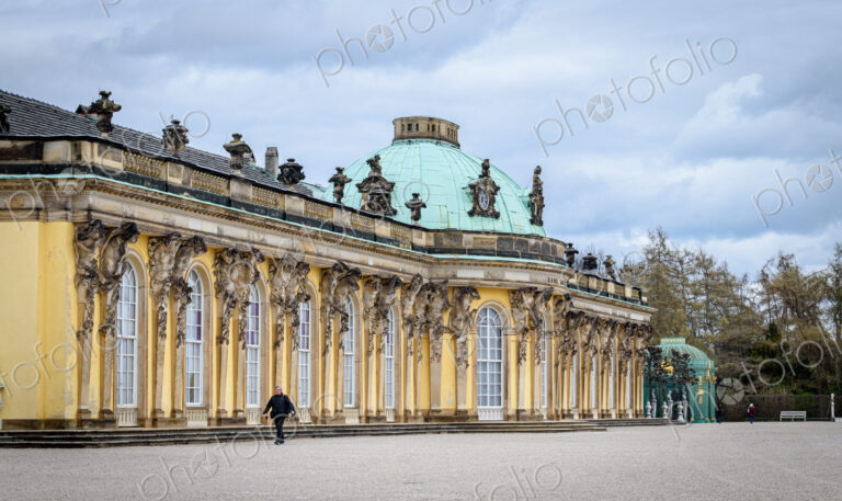 Exterior view of Sanssouci palace in Potsdam near Berlin, Germany.