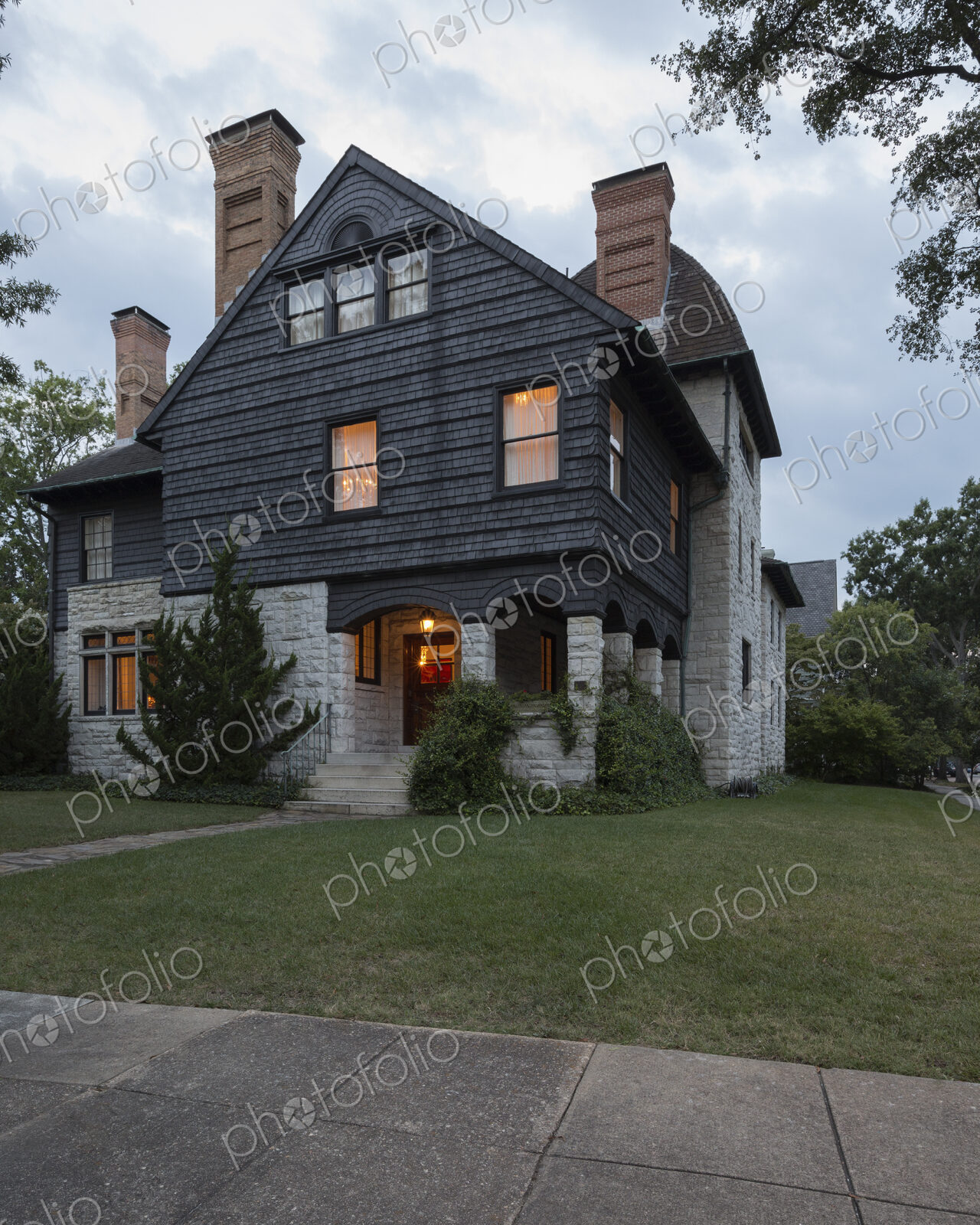 Exterior view of a British arts and crafts building, Virginia, USA.