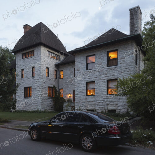 Exterior view of a British arts and crafts building, Virginia, USA.