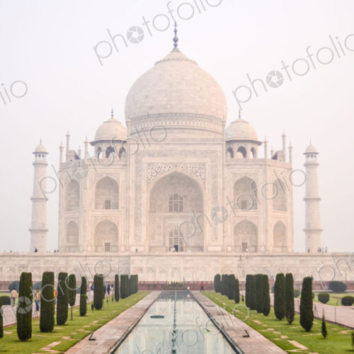 Exterior view of the Taj Mahal palace and mauseleum, a UNESCO world heritage site, a…