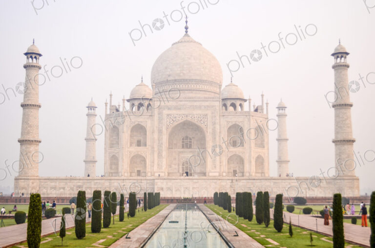 Exterior view of the Taj Mahal palace and mauseleum, a UNESCO world heritage site, a…