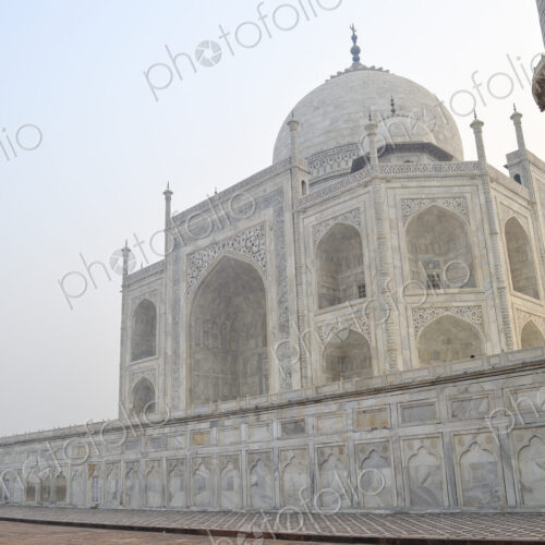 Exterior view of the Taj Mahal palace and mauseleum, a UNESCO world heritage site, a…