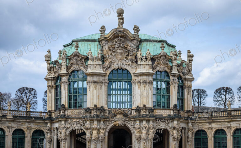 Exterior view of the baroque Wall Pavilion in the Zwinger palatial complex in Dresden,…