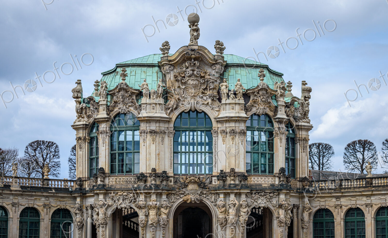 Exterior view of the baroque Wall Pavilion in the Zwinger palatial complex in Dresden,…