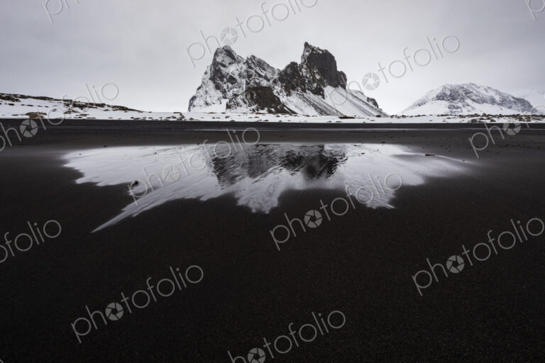 Eystrahorn peak on the Hvalnes Peninsula, view of the mountains and landscape,…