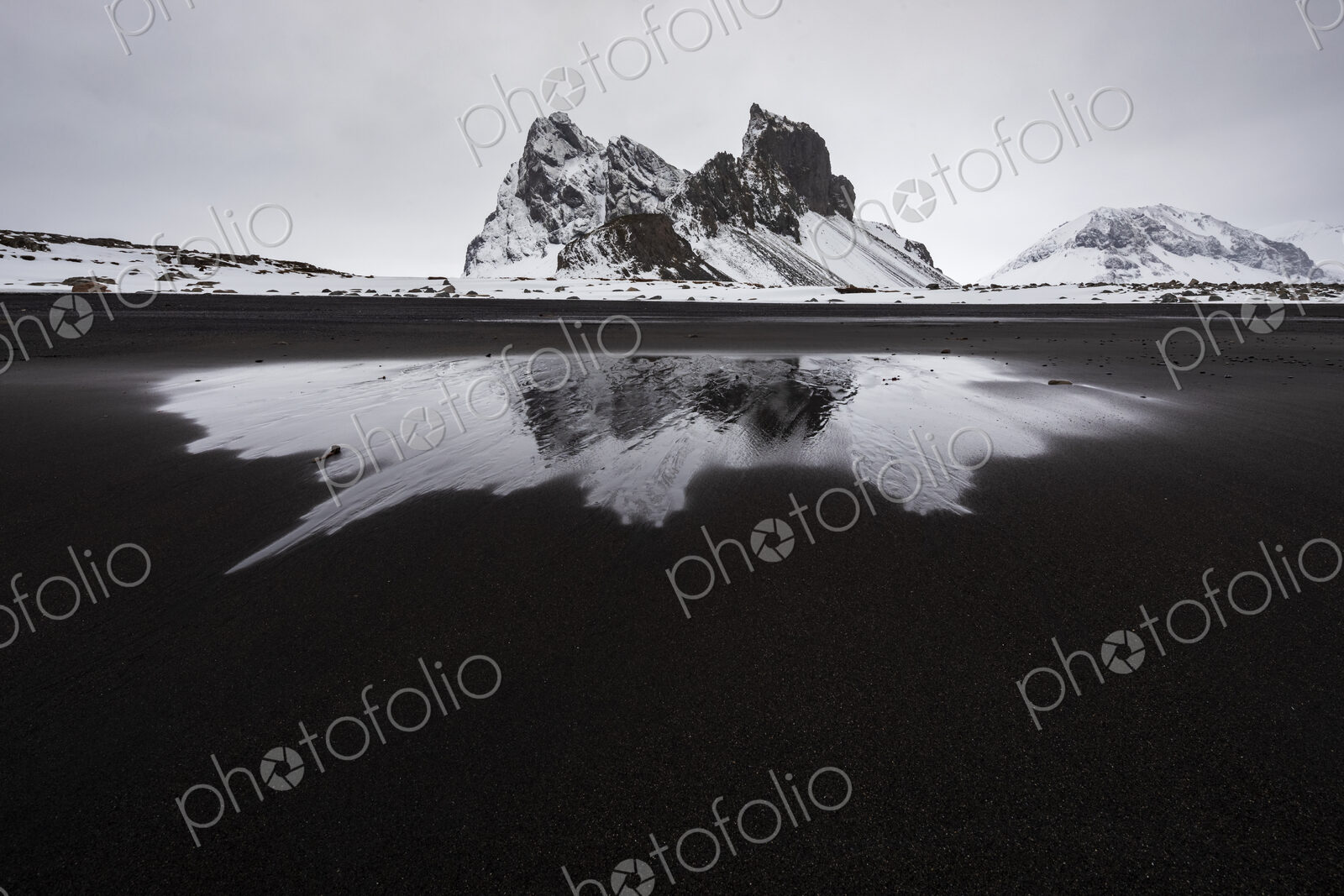 Eystrahorn peak on the Hvalnes Peninsula, view of the mountains and landscape,…