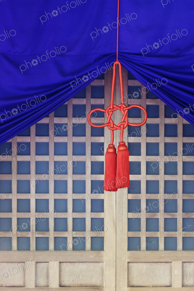 Fabric Hanging In Front Of Lattice Door
