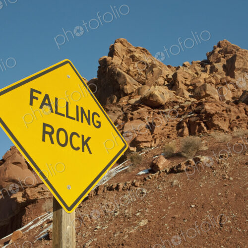 Falling Rock Sign in the Desert Falling Rock Sign in the Desert