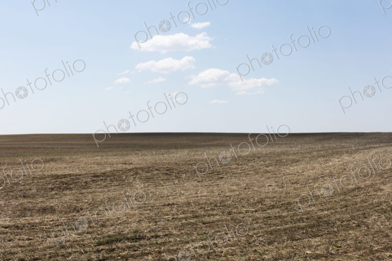 Fallow farmland, horizon and sky, near Dollard, Saskatchewan, Canada.