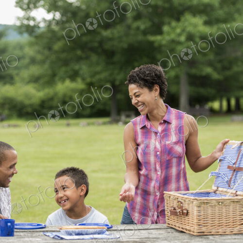 Family having a picnic in summer. Family having a picnic in summer.