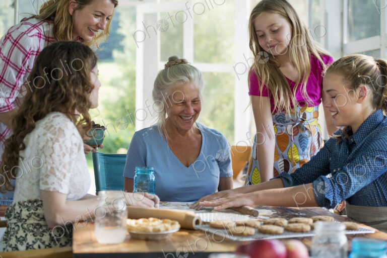Farmhouse in the country in New York State. Four generations of women in a family…