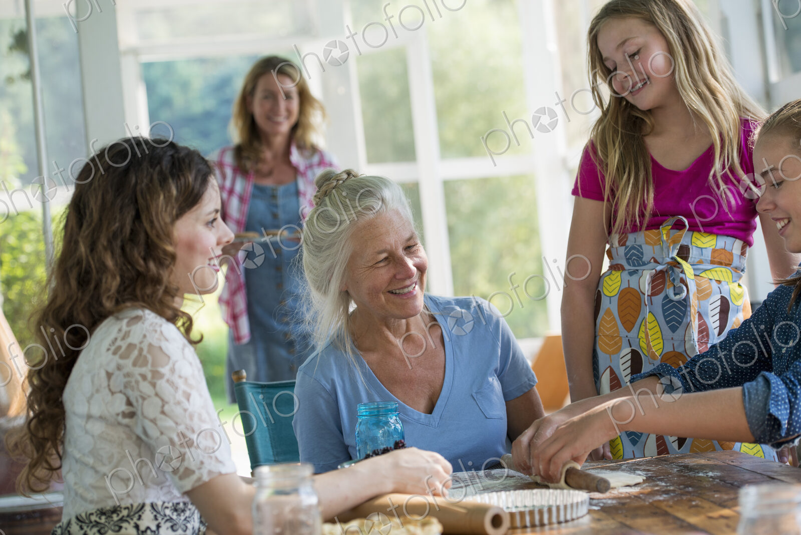 Farmhouse in the country in New York State. Four generations of women in a family…