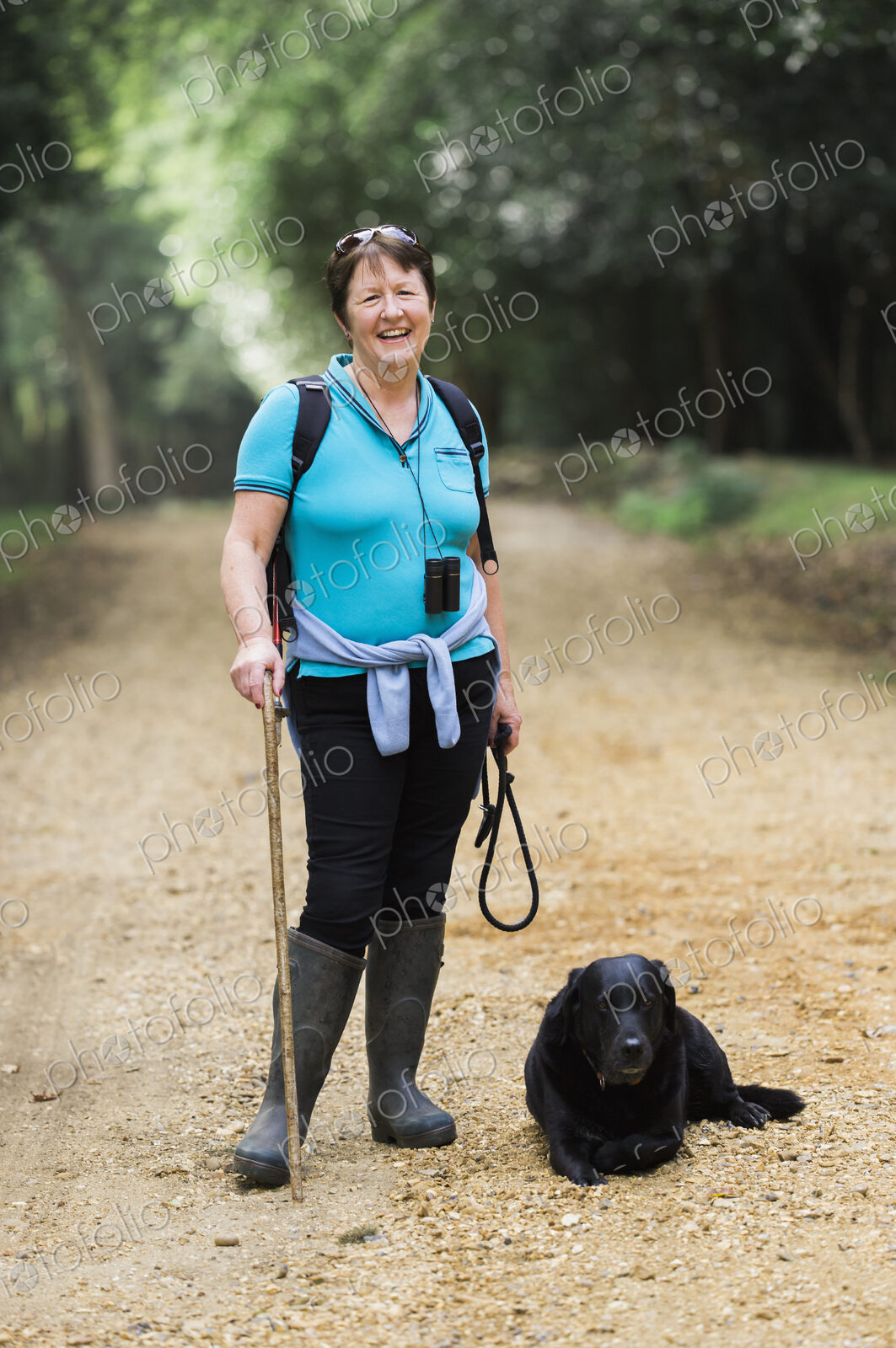Female hiker with her dog.