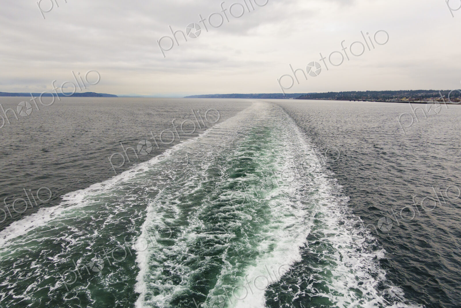 Ferry wake view from the Spokane, a Puget Sound ferry, Edmonds.