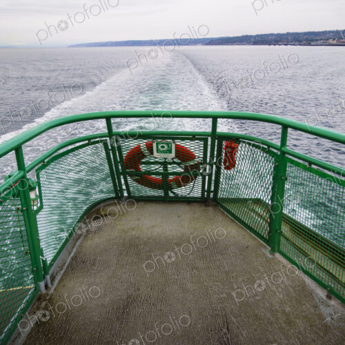 Ferry wake viewed from the upper deck of a Puget Sound ferry, Edmonds