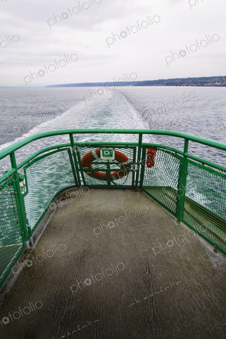 Ferry wake viewed from the upper deck of a Puget Sound ferry, Edmonds