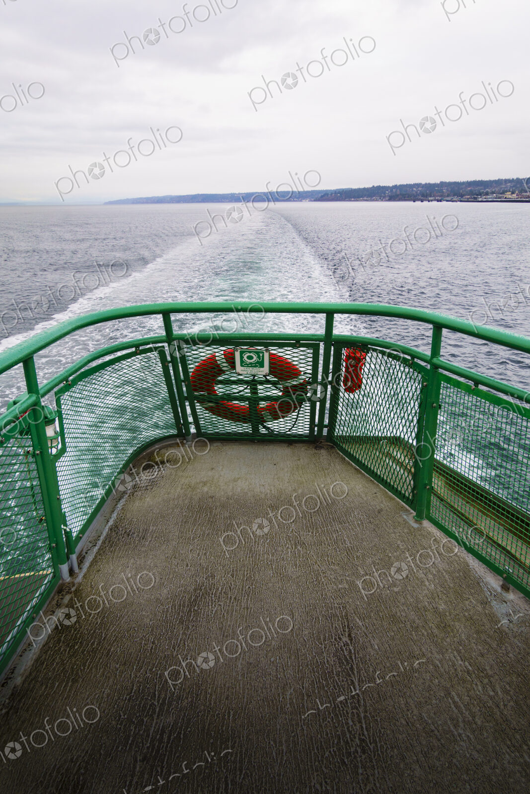 Ferry wake viewed from the upper deck of a Puget Sound ferry, Edmonds
