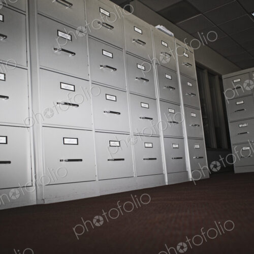 Filing cabinets in office.