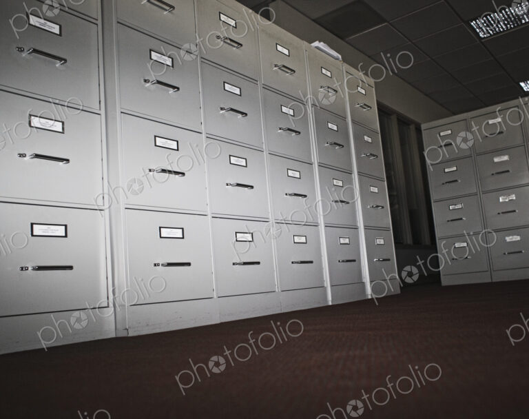 Filing cabinets in office.