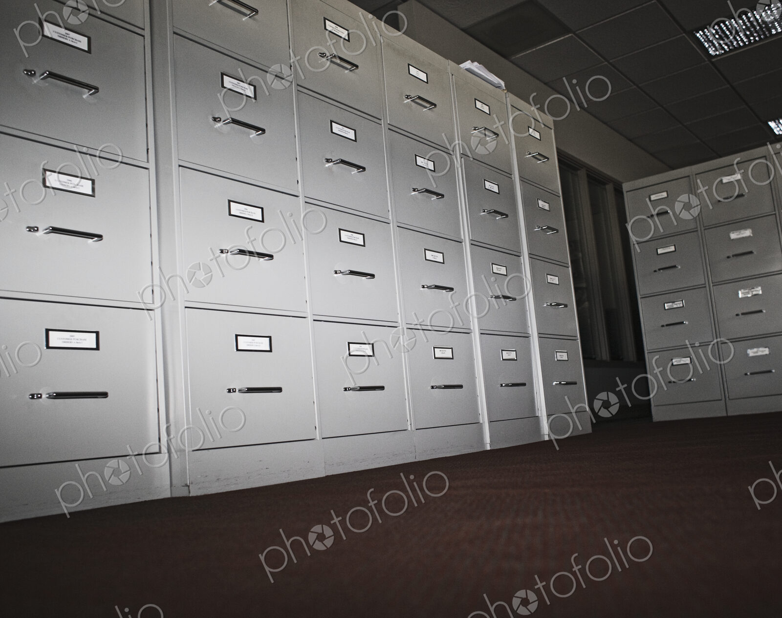 Filing cabinets in office.