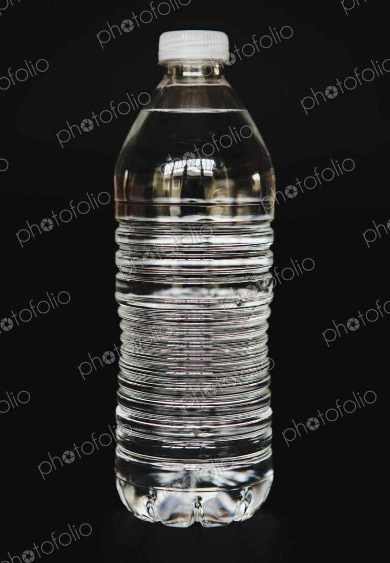 Filtered water in clear, plastic bottle, close up