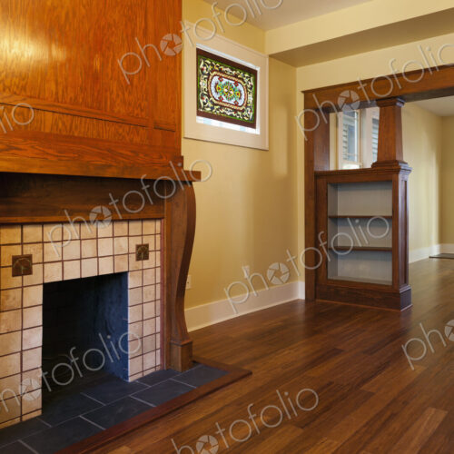 Fireplace and bookshelves in living room Fireplace and bookshelves in living room