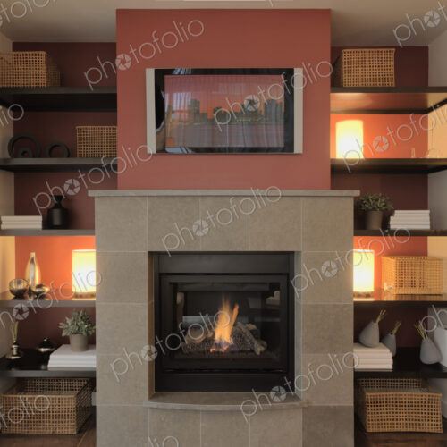 Fireplace in luxury living room
