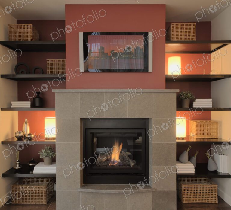 Fireplace in luxury living room
