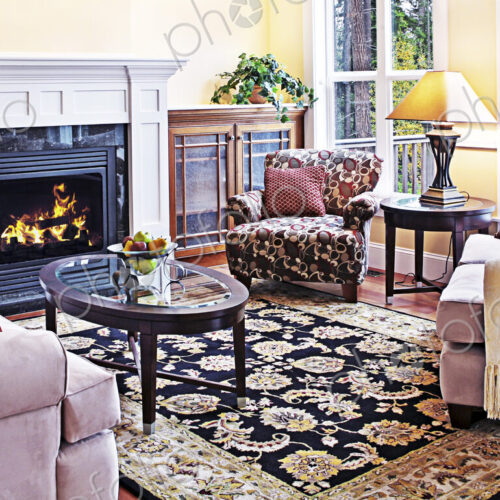 Fireplace in luxury livingroom