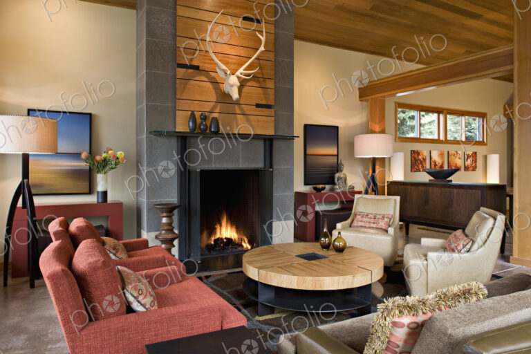 Fireplace in modern living room