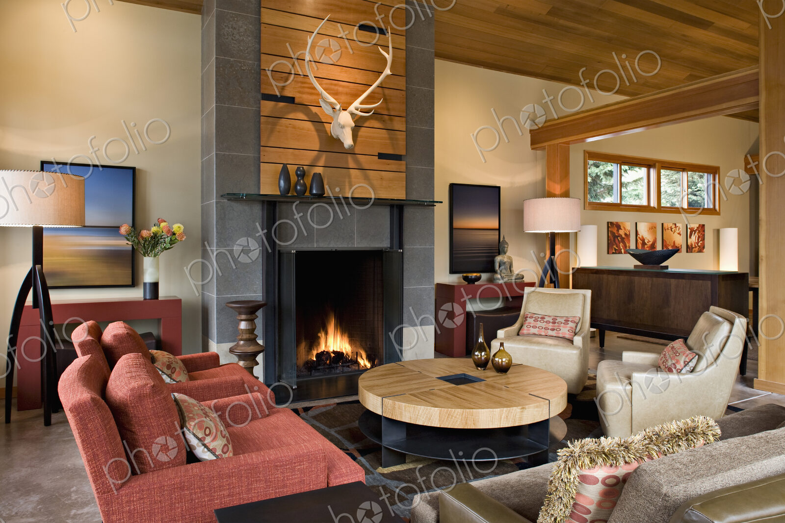Fireplace in modern living room