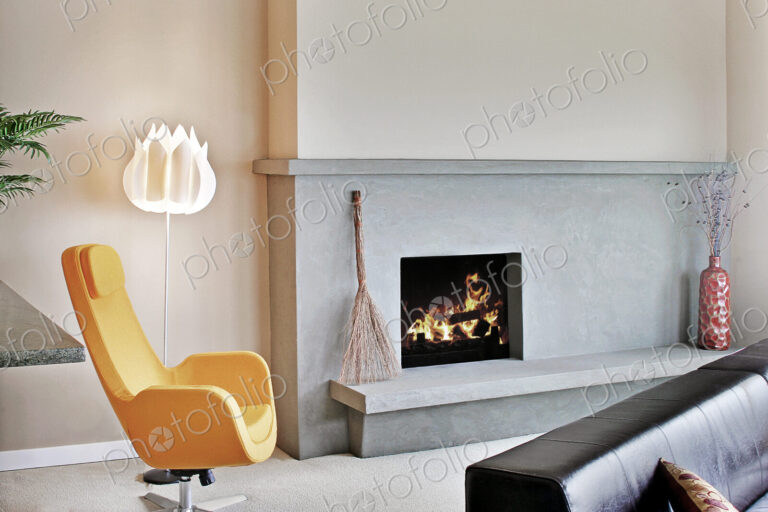 Fireplace in modern livingroom