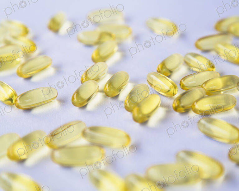 Fish oil providing Omega-3, in softgel supplement capsules. An essential fatty acid…
