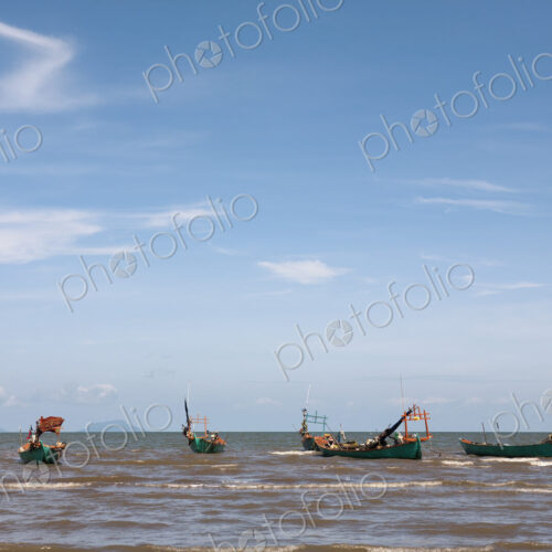 Fishing boats or long boats. Fishing boats or long boats.